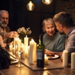 Parents and grown children having a meal